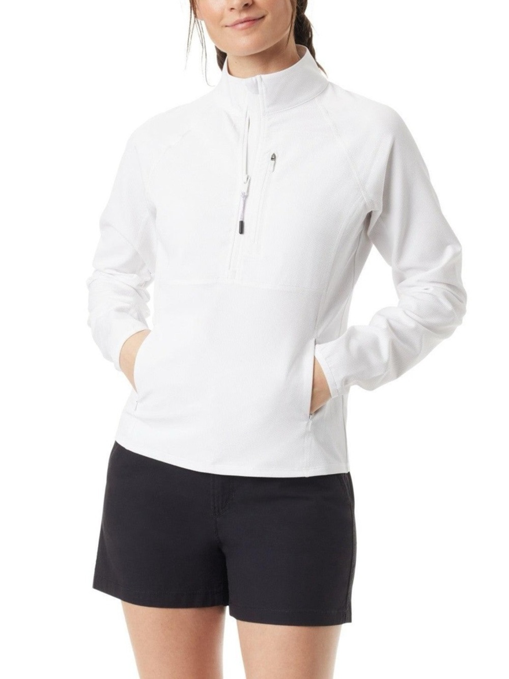 Bass Outdoor Women's Jacquard Mock Neck Half Zip Pullover - Size: Medium